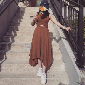 Open waist ruffle and dress